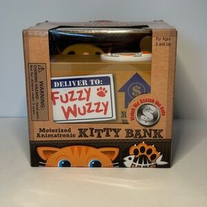 Fuzzy Wuzzy Kitty Bank Piggy Bank Battery Operated Tested Works Leading Edge Nov